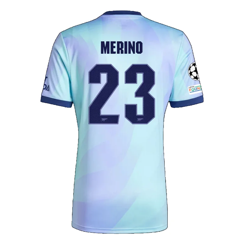 Men's NBA Authentic Team Jerseys in Official Team Colors for True Basketball Fansadidas Arsenal Mikel Merino Third Jersey w/ Champions League Patches 24/25 (Clear Aqua/Light Flash Purple)