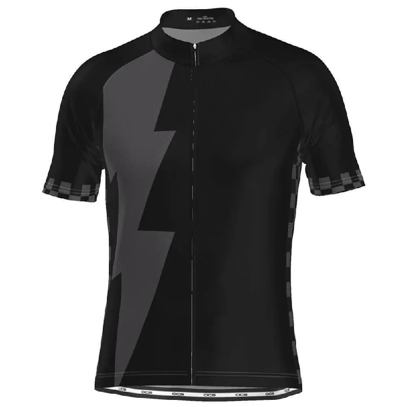 Men's Custom - Embroidered Volleyball Jerseys for Team Uniforms or Personalized GearMen's Black Lightning Checkered Cycling Jersey