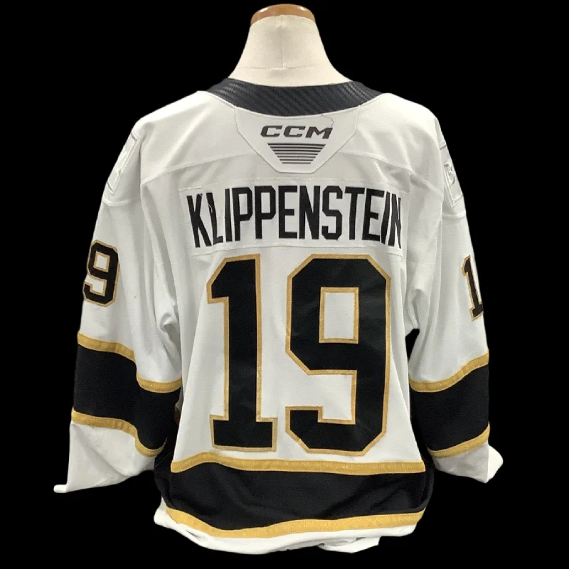 Men's Custom - Printed Baseball Jerseys with Player Names and Numbers for Personalized StyleGame Used White Jersey 2023/24 #19 Klippenstein