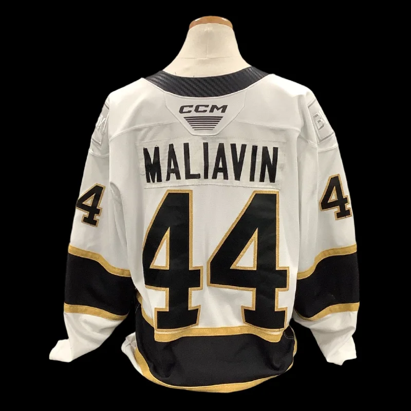 Men's Custom - Printed Baseball Jerseys with Player Names and Numbers for Personalized StyleGame Used White Jersey 2023/24 #44 Maliavin