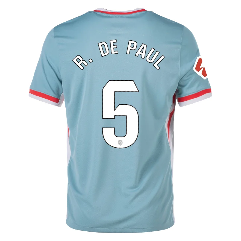 Men's Custom - Printed Baseball Jerseys with Player Names and Numbers for Personalized StyleNike Atletico Madrid Rodrigo De Paul Away Jersey w/ La Liga Patch 24/25 (Cannon/Phantom/Light Crimson)