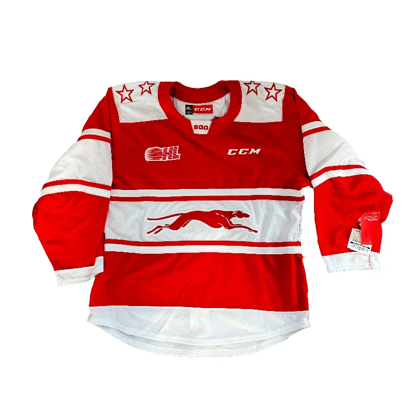 Men's Retro Soccer Jerseys of Famous Clubs from the 90s for Nostalgic Football EnthusiastsOHL - Sault Ste. Marie Greyhounds Away Jersey (Red/White)