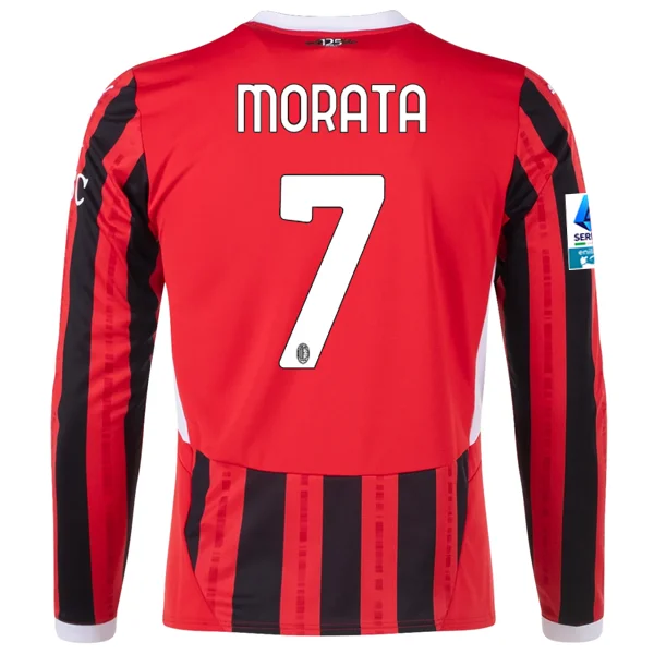 Men's Basketball Jerseys with Signature Player Logos for a Fan - Favorite LookPuma AC Milan Alvaro Morata Home Long Sleeve Jersey w/ Serie A Patch 24/25 (Red/Black)