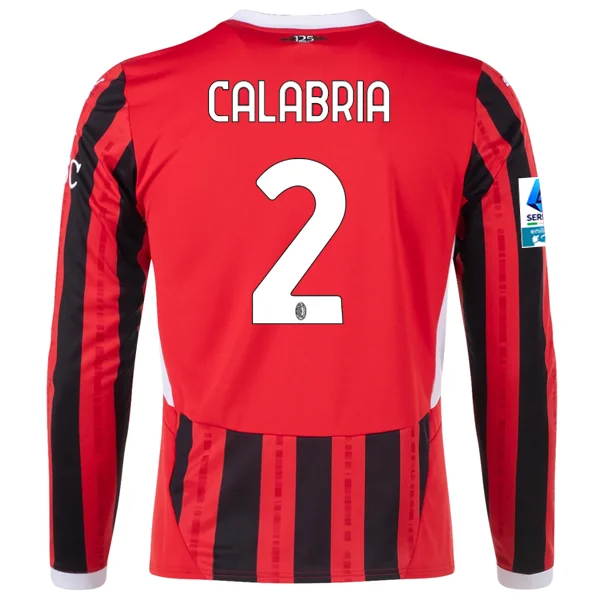 Men's Retro Soccer Jerseys of Famous Clubs from the 90s for Nostalgic Football EnthusiastsPuma AC Milan Davide Calabria Home Long Sleeve Jersey w/ Serie A Patch 24/25 (Red/Black)