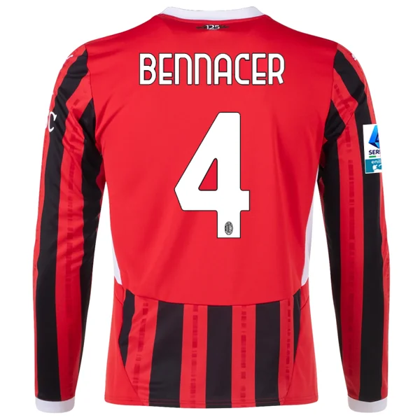 Men's Moisture - Wicking Lacrosse Jerseys with Mesh Panels for Optimal Performance on the FieldPuma AC Milan Ismaël Bennacer Home Long Sleeve Jersey w/ Serie A Patch 24/25 (Red/Black)