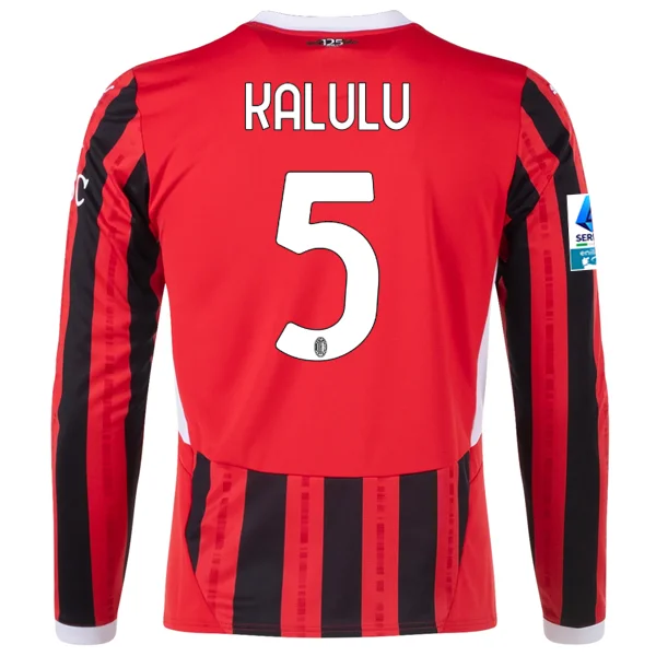 Men's Replica Hockey Jerseys of Star Players for Devoted Ice Hockey SupportersPuma AC Milan Pierre Kalulu Home Long Sleeve Jersey w/ Serie A Patch 24/25 (Red/Black)