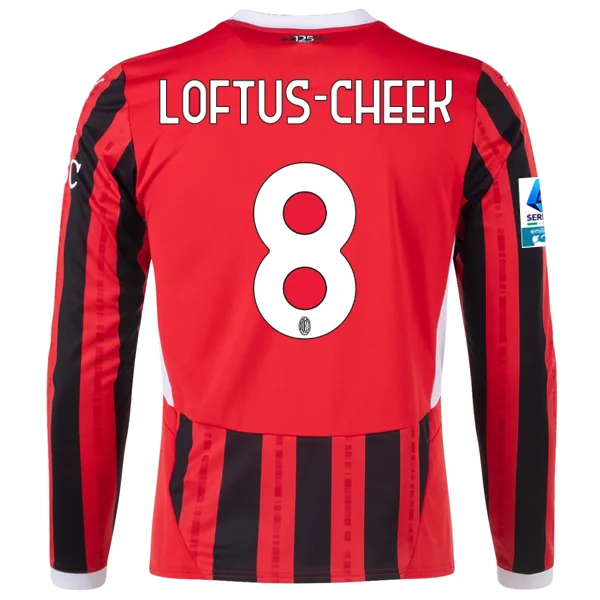 Men's Retro Soccer Jerseys of Famous Clubs from the 90s for Nostalgic Football EnthusiastsPuma AC Milan Ruben Loftus-Cheek Home Long Sleeve Jersey w/ Serie A Patch 24/25 (Red/Black)