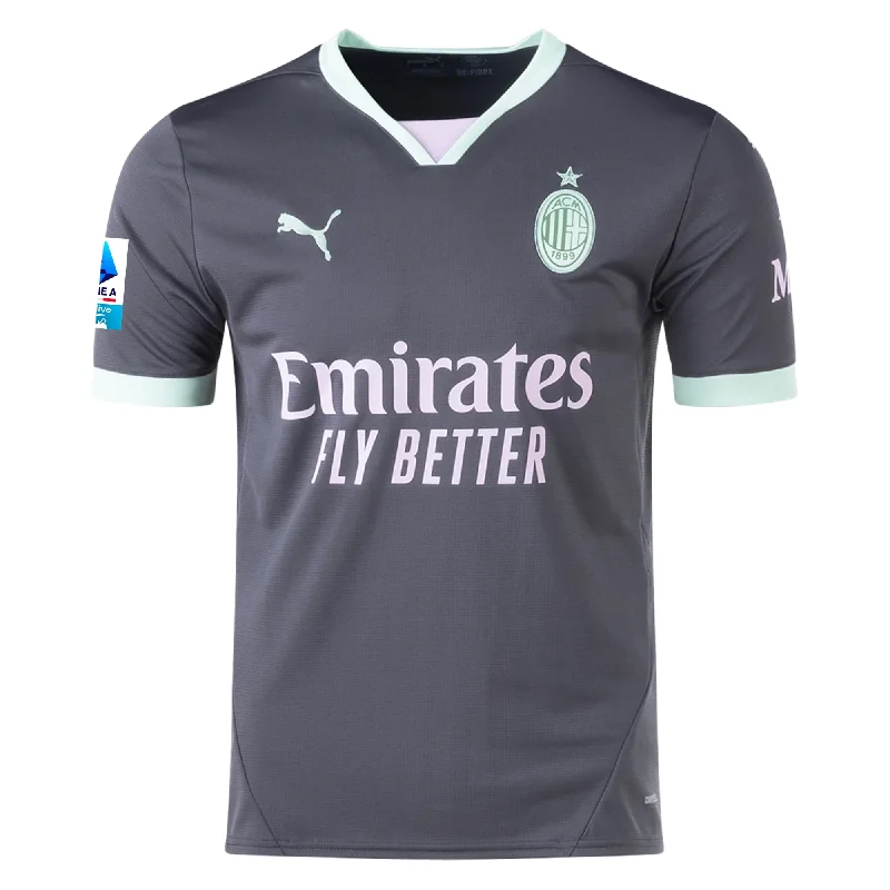 Men's Moisture - Wicking Lacrosse Jerseys with Mesh Panels for Optimal Performance on the FieldPuma AC Milan Third Jersey w/ Serie A Patch 24/25 (Shadow Gray/Fresh Mint)