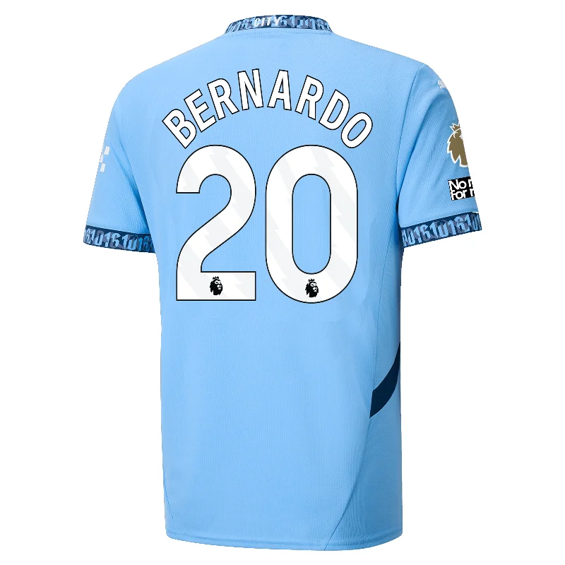 Men's Breathable Polyester Running Jerseys in Bright Neon Colors for High - Visibility WorkoutsPuma Manchester City Bernardo Silva Home Jersey w/ EPL + No Room For Racism + Club World Cup Patches 24/25 (Team Light Blue/Marine Blue)