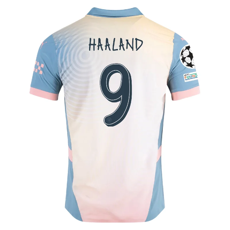 Men's Football Jerseys with Embroidered Club Badges for a Premium and Authentic AppealPuma Manchester City Erling Haaland Authentic Fourth Jersey w/ Champions League + Club World Cup Patch 24/25 (Rosebay/Bold Blue)