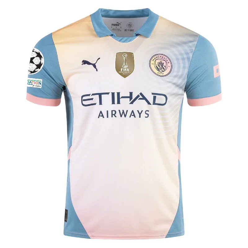 Men's Moisture - Wicking Lacrosse Jerseys with Mesh Panels for Optimal Performance on the FieldPuma Manchester City Fourth Jersey w/ Champions League + Club World Cup Patch 24/25 (Packaging Rosebay/Bold Blue)