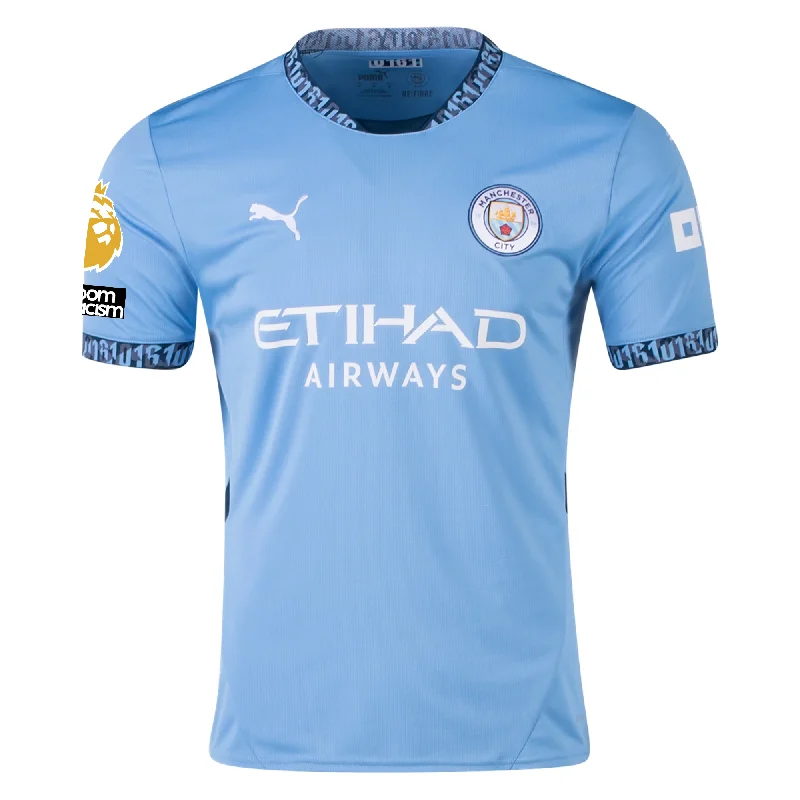 Men's Breathable Polyester Running Jerseys in Bright Neon Colors for High - Visibility WorkoutsPuma Manchester City Home Jersey w/ EPL + No Room For Racism + Club World Cup Patches 24/25 (Team Light Blue/Marine Blue)