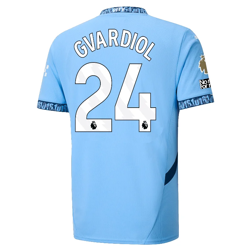 Men's Sustainable Organic Cotton Rugby Jerseys for Eco - Conscious Sports EnthusiastsPuma Manchester City Joško Gvardiol Home Jersey w/ EPL + No Room For Racism + Club World Cup Patches 24/25 (Team Light Blue/Marine Blue)