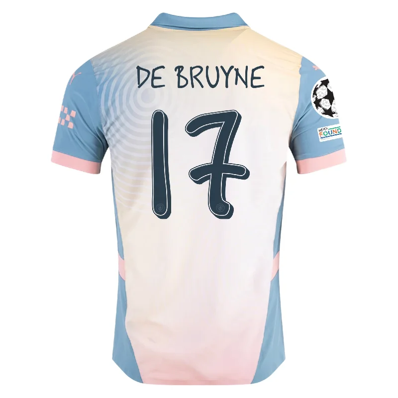 Men's Cycling Jerseys with Reflective Stripes for Safe and Stylish Rides at NightPuma Manchester City Kevin De Bruyne Authentic Fourth Jersey w/ Champions League + Club World Cup Patch 24/25 (Rosebay/Bold Blue)