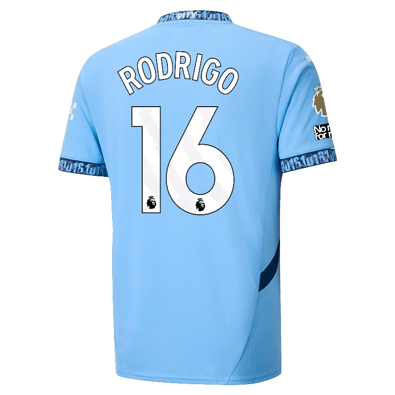 Men's Retro Soccer Jerseys of Famous Clubs from the 90s for Nostalgic Football EnthusiastsPuma Manchester City Rodrigo Home Jersey w/ EPL + No Room For Racism + Club World Cup Patches 24/25 (Team Light Blue/Marine Blue)