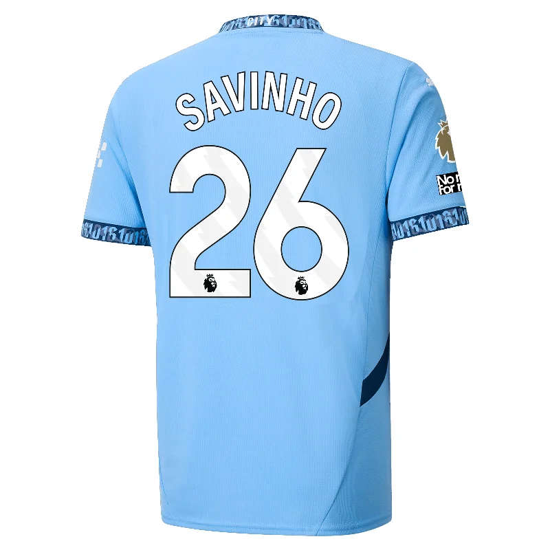 Men's Vintage American Football Jerseys of Legendary Teams for Collectors and FansPuma Manchester City Savinho Home Jersey w/ EPL + No Room For Racism + Club World Cup Patches 24/25 (Team Light Blue/Marine Blue)