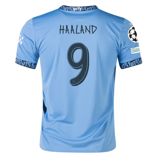 Men's Authentic Soccer Jerseys of National Teams for International Football EventsPuma Manchester Erling Haaland Home Jersey w/ Champions League + Club World Cup Patch 24/25 (Team Light Blue/Marine Blue)