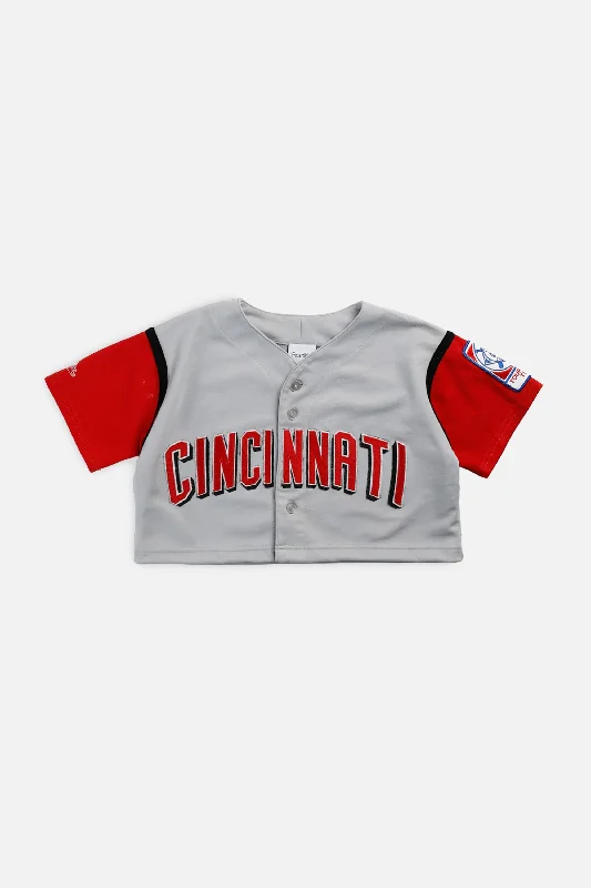 Men's Custom - Printed Baseball Jerseys with Player Names and Numbers for Personalized StyleRework Crop Cincinnati Reds MLB Jersey - XS