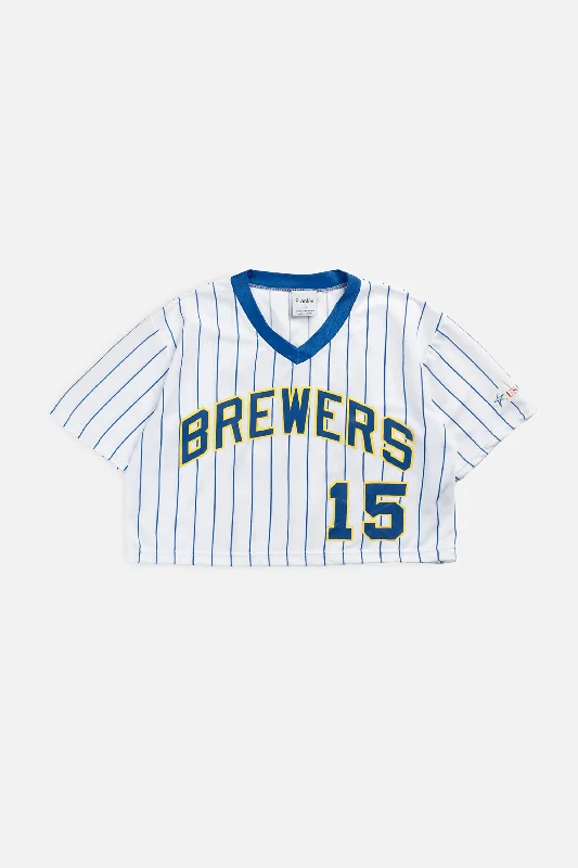 Men's Limited - Edition Cricket Jerseys Commemorating Historic Matches for Die - Hard Cricket LoversRework Crop Milwaukee Brewers MLB Jersey - L