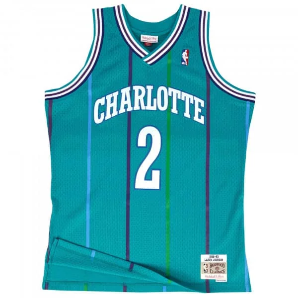 Men's Basketball Jerseys in Sleeveless Design for Enhanced Mobility on the CourtM&N NBA Swingman Jersey Charlotte Hornets Road 1992-93 Larry Johnson