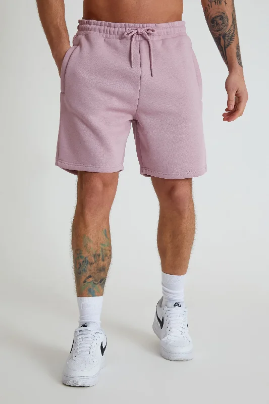 Men's Straight Leg Raw Denim Jeans for a Minimalist and Durable OptionBanks premium brushback fleece shorts in Mauve haze