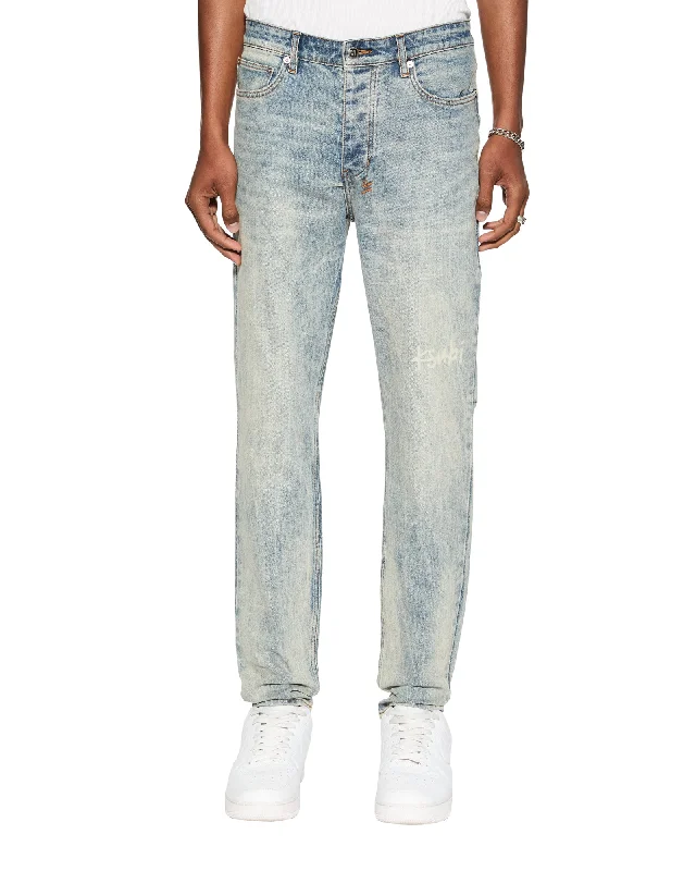 Men's Distressed Jeans with Patches for a Retro and DIY - Inspired AppearanceCHITCH STAIRWAY