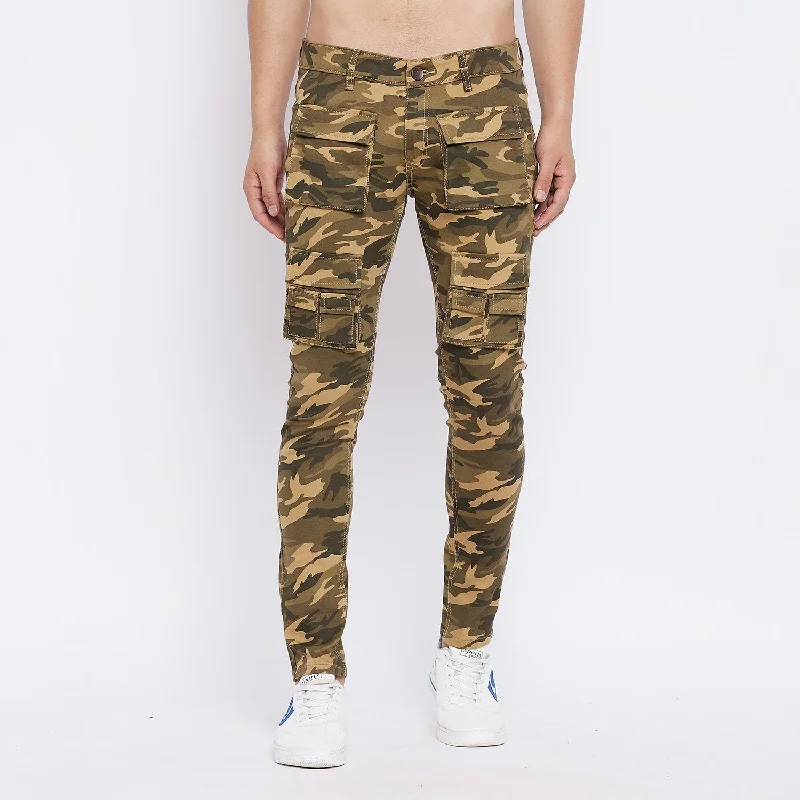 Men's Jeans with a Cargo - Inspired Knee Pocket for Extra StorageDesert Camo Military Tactical Cargo Denim