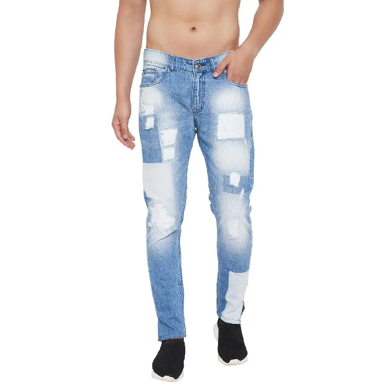 Plus Size Men's Relaxed Fit Jeans with a Tapered Leg for a Laid - Back VibeIndigo Laser-Block Boot-Cut Denim