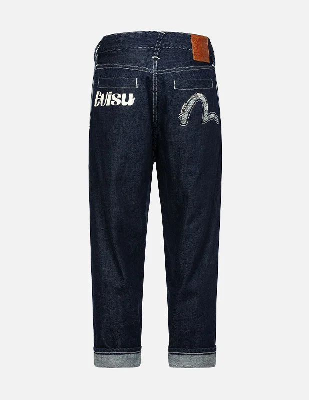 Men's Jeans with a Hidden Coin Pocket for Added ConvenienceSeagull and Logo Print Balloon Fit Jeans