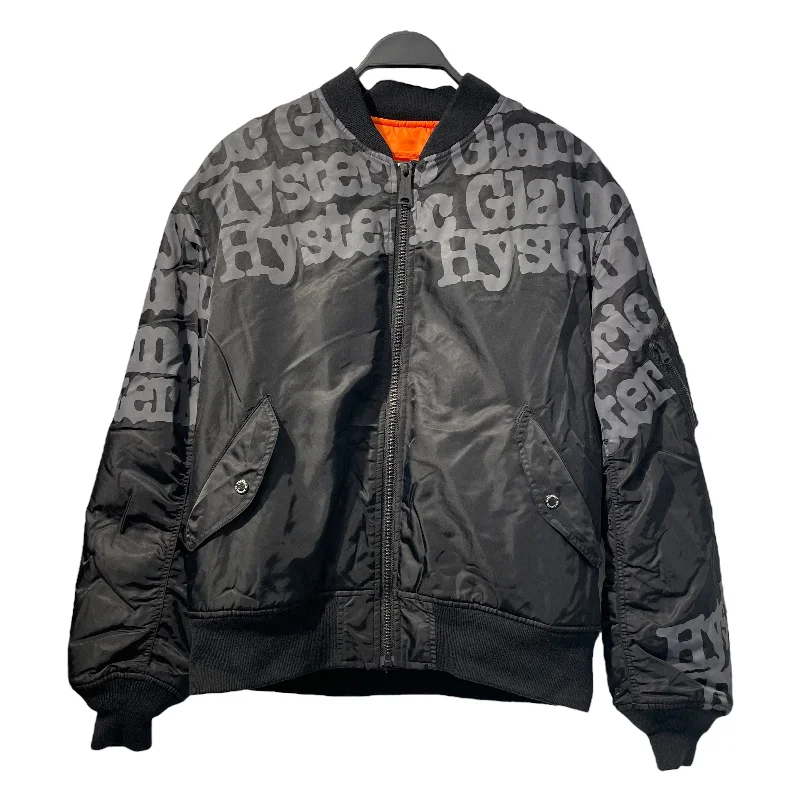 Men jackets with a media - friendly pocket for easy access to gadgetsHYSTERIC GLAMOUR/Flight Jkt/XL/Black/Nylon/02213AB01