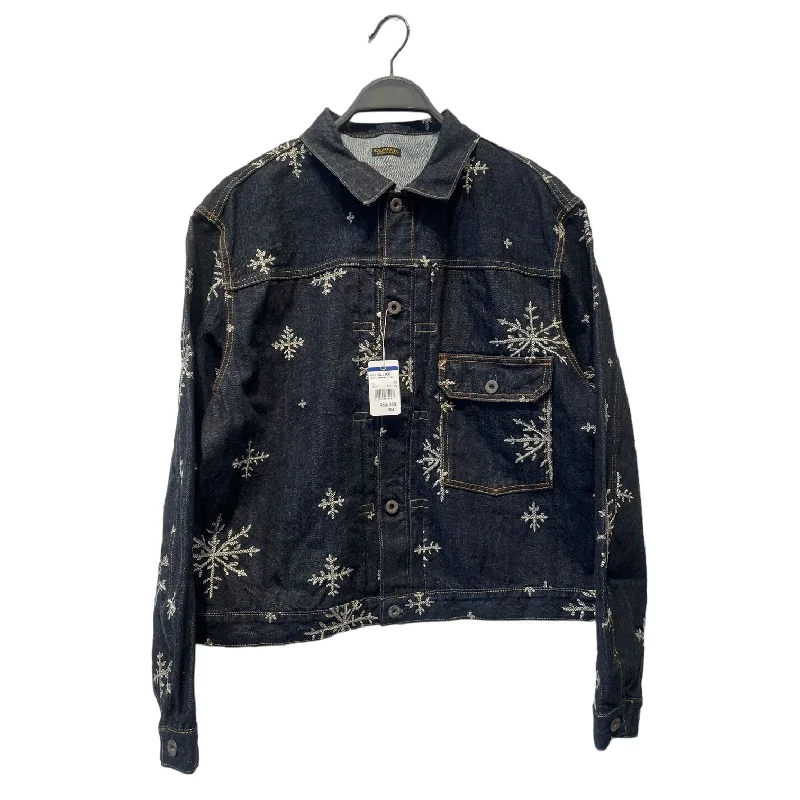 Men jackets with a built - in hood that can be stowed away when not in useKAPITAL/Denim Jkt/Denim/NVY/All Over Print/