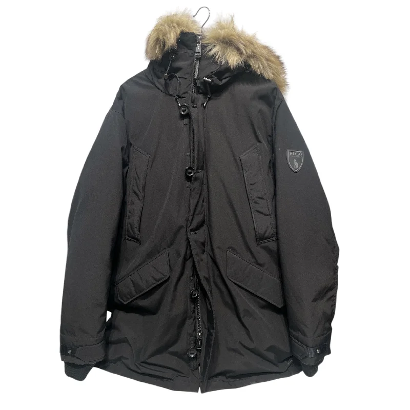 Men jackets with a media - friendly pocket for easy access to gadgetsPOLO RALPH LAUREN/Puffer Jkt/XXL/Polyester/BLK/FUR HOOD