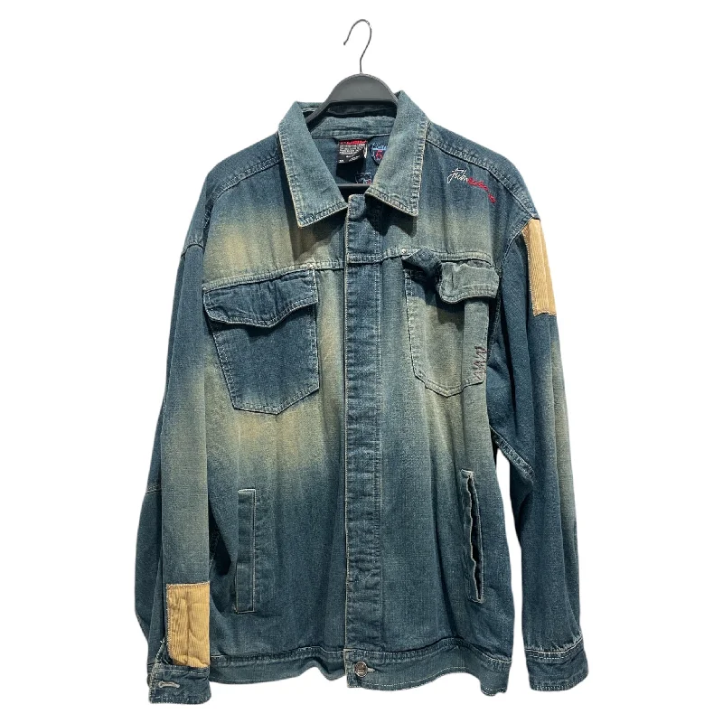 Stretch - fabric men jackets for unrestricted movement during workoutsFUBU/Denim Jkt/XL/Denim/NVY/CORDUROY PATCHES