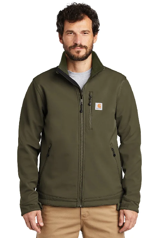 Checkered men jackets in a plaid pattern for a preppy appearanceCarhartt Mens Crowley Wind & Water Resistant Full Zip Jacket - Moss Green