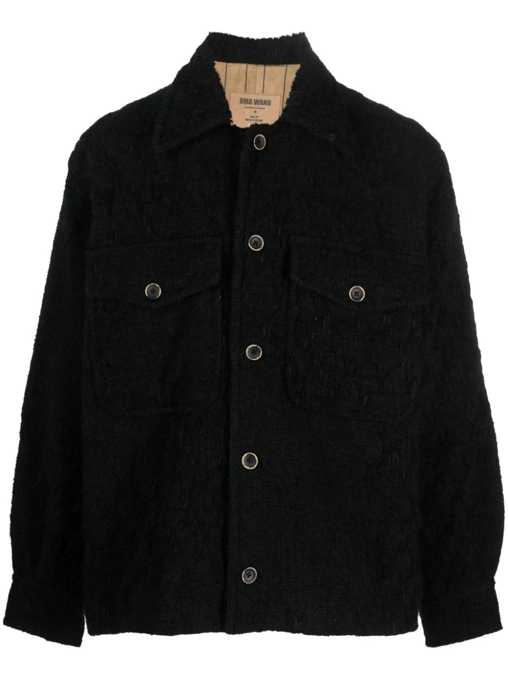 Bomber men jackets with ribbed cuffs for a classic 80s styleDistressed-Effect Knitted Shirt Jacket