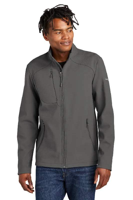 Men jackets with a zip - off sleeves to convert to a vestEddie Bauer Mens Water Resistant Stretch Full Zip Soft Shell Jacket - Iron Gate Grey