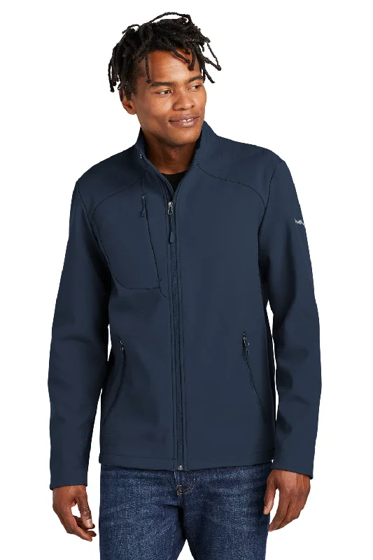 Down - filled men jackets in bright colors for winter fashionEddie Bauer Mens Water Resistant Stretch Full Zip Soft Shell Jacket - River Navy Blue