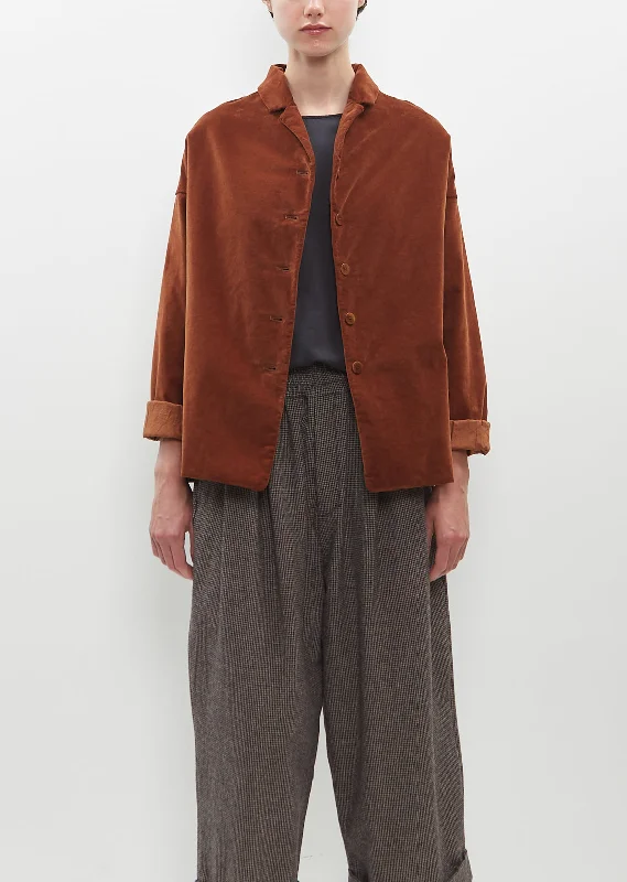 Men jackets with a zip - off sleeves to convert to a vestVelvet Loose Blazer — Rust