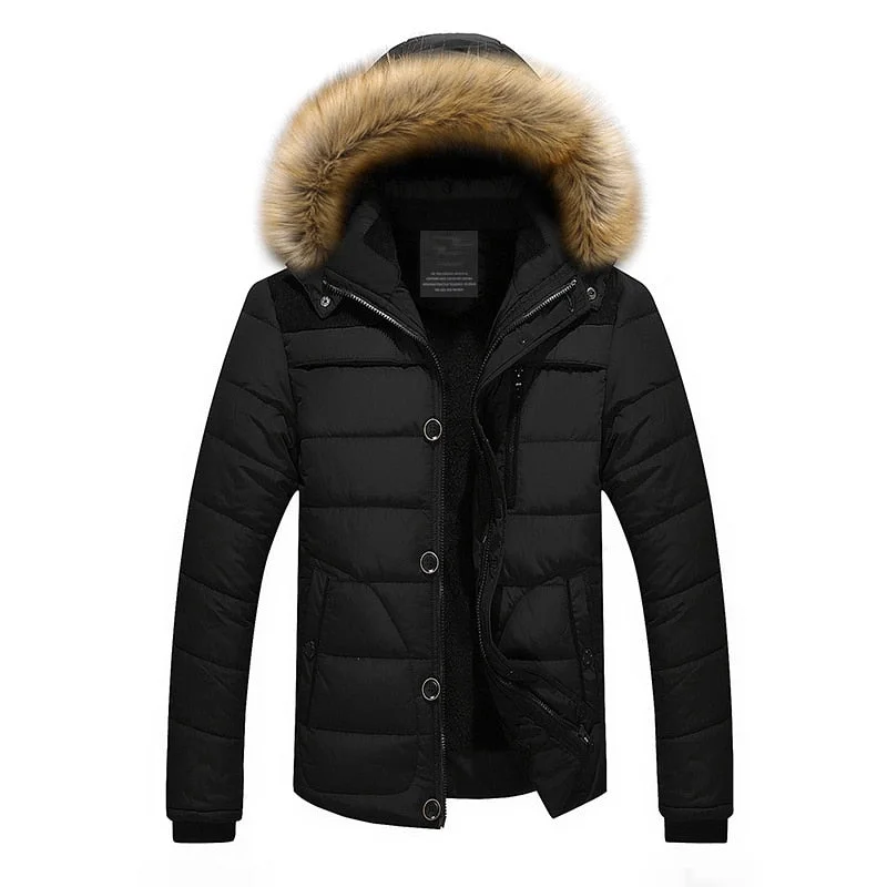 Fleece - lined men jackets for cold - weather commutingHigh Quality Men Down Jacket Brand Clothing Casual Warm Hooded Fur Collar Coats Winter Jackets PARKAS