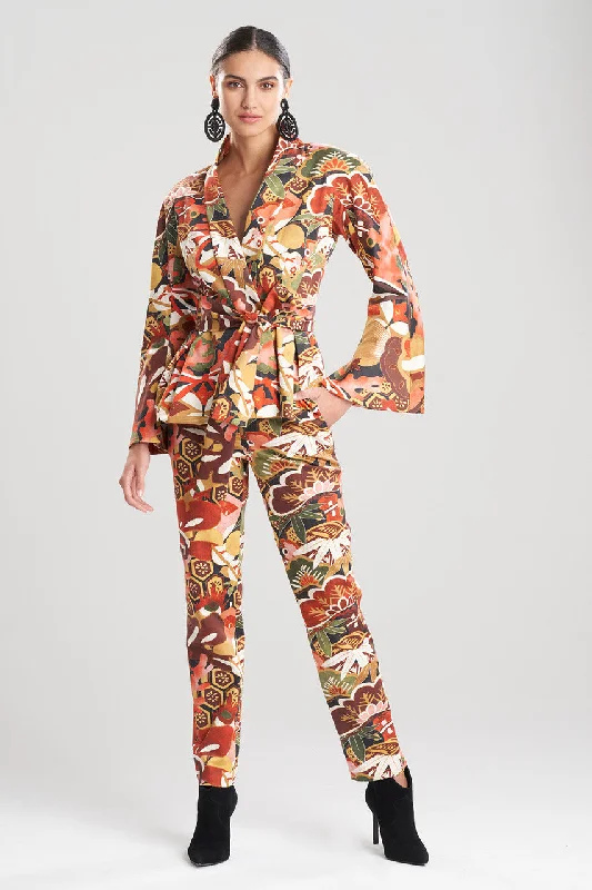 Embroidered men jackets with intricate floral designs for a unique aestheticIkebana Printed Cotton Sateen Peplum Jacket