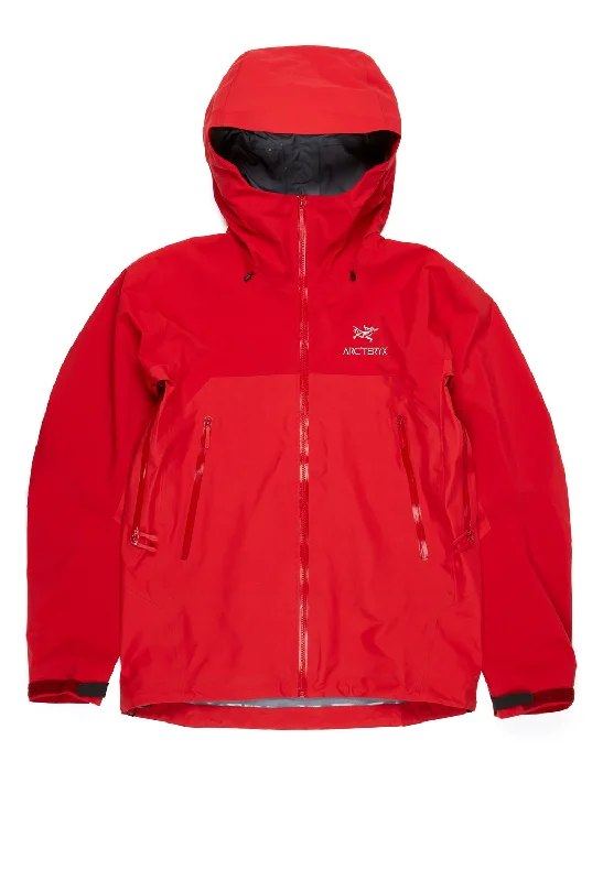 Bomber men jackets with ribbed cuffs for a classic 80s styleArc'teryx Men's Beta AR StormHood GORE-TEX Pro Jacket - Heritage Red