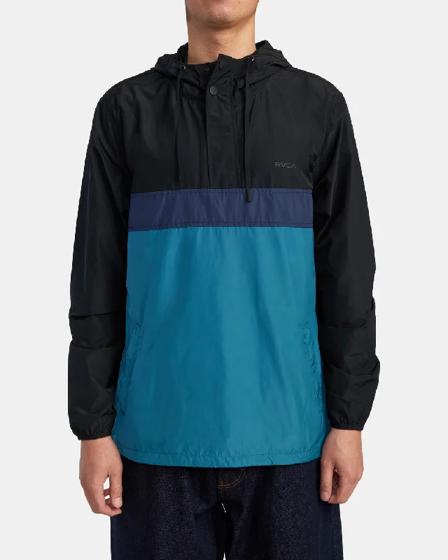 Hooded men jackets with a detachable faux - fur trim for added warmthMeyer Packable Anorak Jacket - RVCA Black