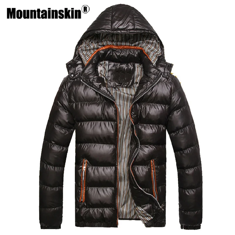 Windbreaker men jackets with UV protection for outdoor activitiesMountainskin Solid Hooded Men's Winter Jackets Casual Parkas Men Coats Thick Thermal Shiny Coats Slim Fit Brand Clothing SA045