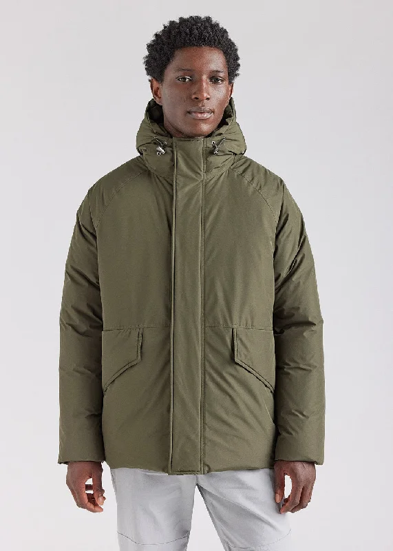 Men jackets with a zip - off sleeves to convert to a vestParka courte homme Pyrenex Covert en duvet naturel Deep khaki