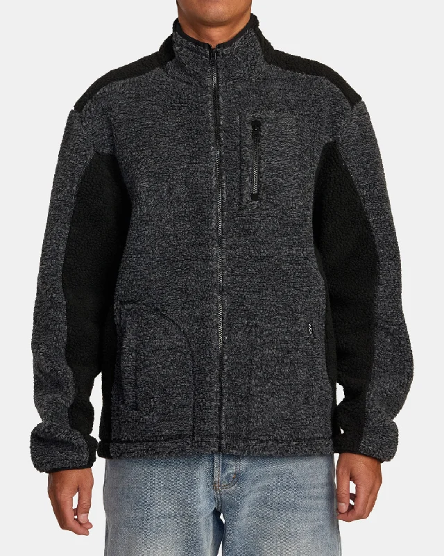 Lightweight men jackets made from recycled nylon for eco - friendly travelZach Allen Zip-Up Sherpa Jacket - Black