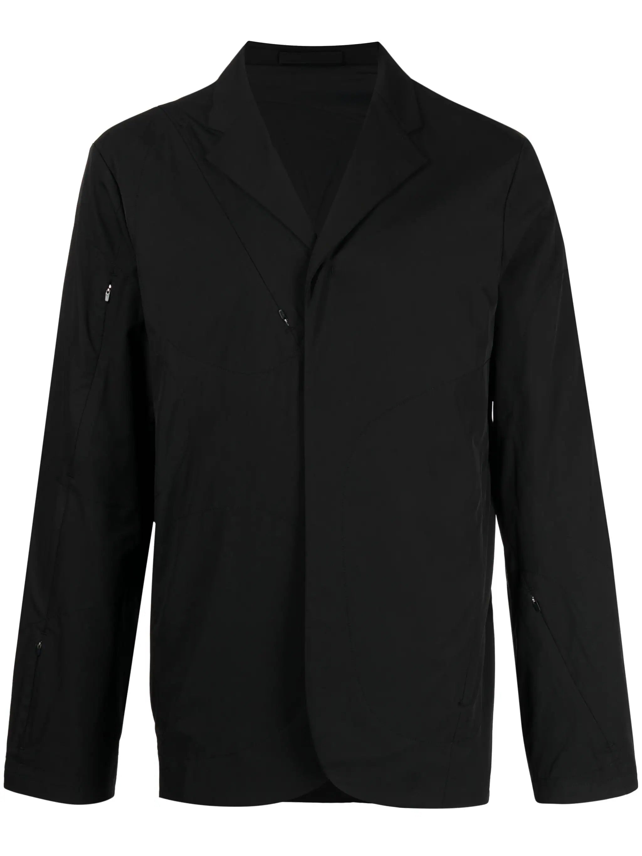 Lightweight men jackets made from recycled nylon for eco - friendly travelZip-Detail Notched-Collar Shirt Jacket