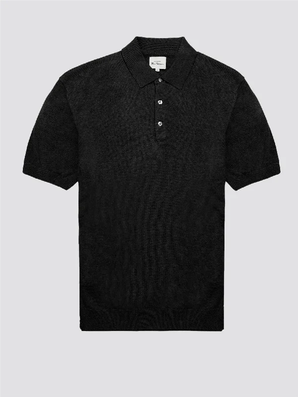 Men's formal - style silk blend polo shirts for special occasionsBen Sherman Men's 0063352 SS Signature Knitted Polo Shirt Dark Navy