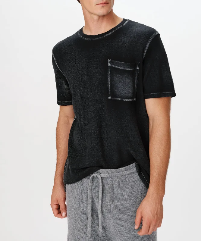 Men's ribbed t - shirts with a textured finish for added stylePique with Wash Short Sleeve Tee - Black