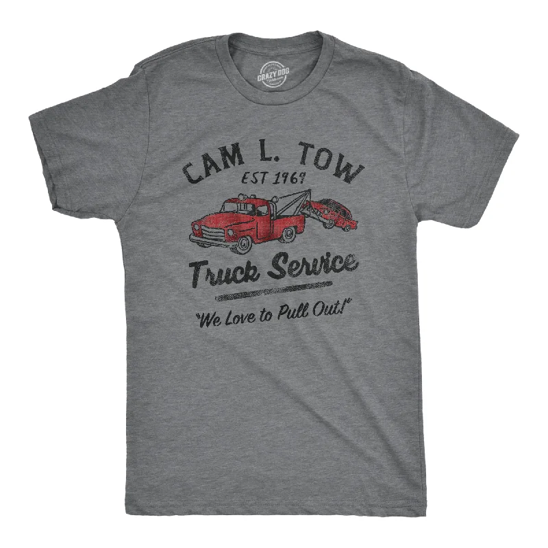 Men's long - sleeve henley t - shirts with button - down placketsCam L Tow Truck Service Camel Tow Men's T Shirt