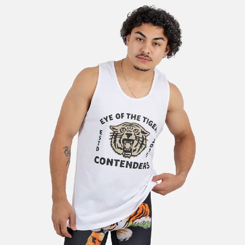 Men's short - sleeve linen t - shirts for summer beach outingsCONTENDERS EYE OF THE TIGER STAMP TANK